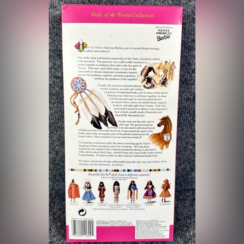 Native American Barbie 2nd Edition Dolls of the World Collection, Vintage 1993 - Picture 4 of 10